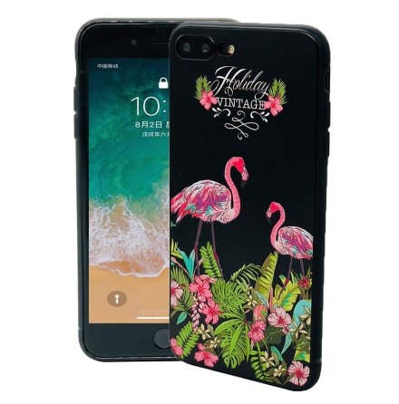 Black Flamingo - Retroskal av silikon fr iPhone 8 Plus