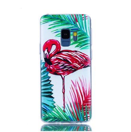 Palm Flamingo - Retroskal av silikon fr Samsung Galaxy S9