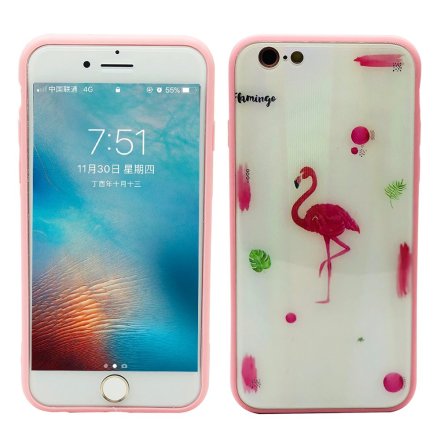 Elegant Skyddskal till iPhone 6/6S (Hrdat glas) Flamingo