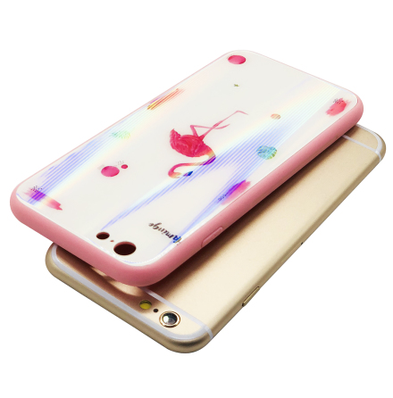 Elegant Skyddskal till iPhone 6/6S Plus (Hrdat glas) Flamingo