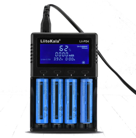 Batteri Snabbladdning LiitoKala Lii-PD4 18650 26650 4-slot