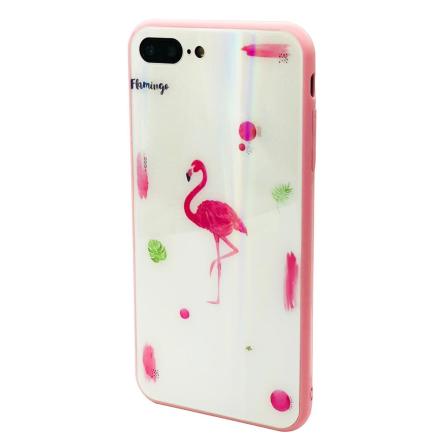 Elegant Skyddskal fr iPhone 7 (Hrdat glas) Flamingo