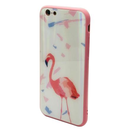 Elegant Skyddskal fr iPhone 6/6S Plus (Hrdat glas) Flamingo
