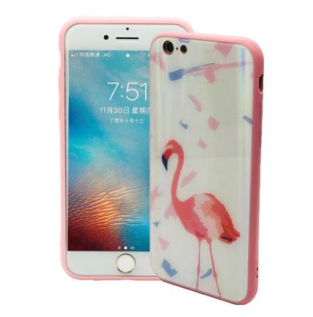 Elegant Skyddskal fr iPhone 6/6S (Hrdat glas) Flamingo