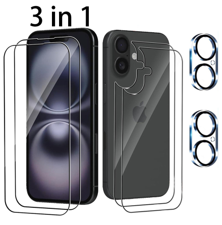 3-in-1 iPhone 16 Fram- & Baksida + Kameralinsskydd