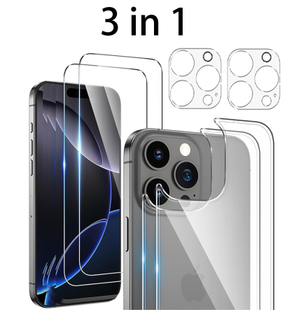 3-in-1 iPhone 16 pro Max Fram- & Baksida + Kameralinsskydd