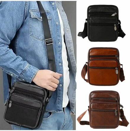 Exklusiv Lder Messenger Bag - Elegant Design med Vintage Knsla