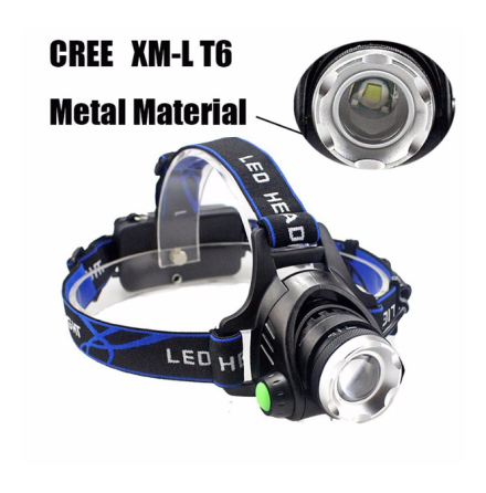 Kraftig Pannlampa CREE XM- T-6 LED 3000Lumen (laddningsbar)