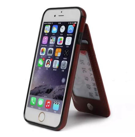 iPhone 8 Plus Exklusivt Smart Robust Lderskal Plnbok/Kortfack